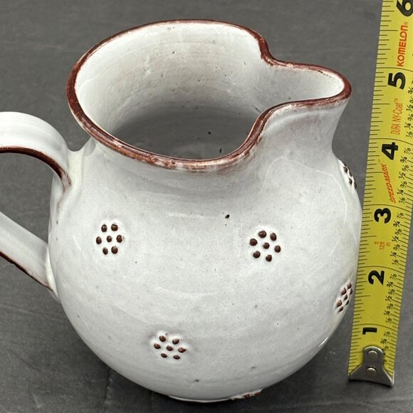 Handcrafted Ceramic Jug Pitcher Raised Brown Accents Pottery Farmhouse Rustic - Picture 8 of 13
